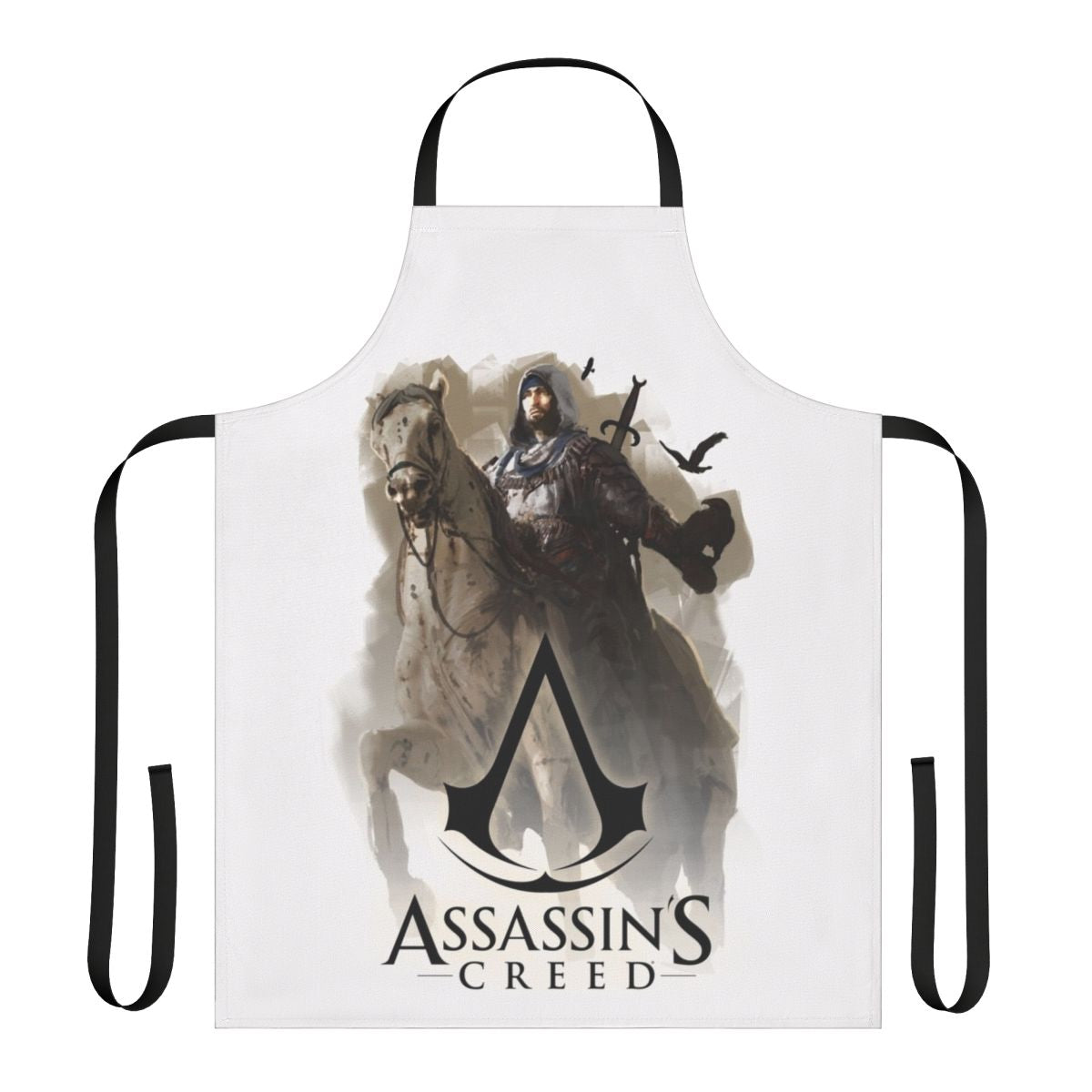 Stylized apron featuring the character Basim Ibn Ishaq from the Assassin's Creed Mirage video game
