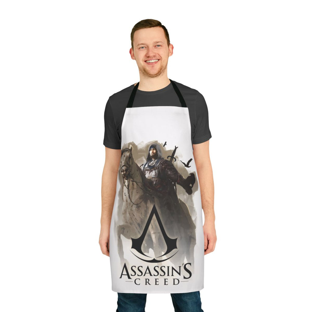 Stylized apron featuring the character Basim Ibn Ishaq from the Assassin's Creed Mirage video game