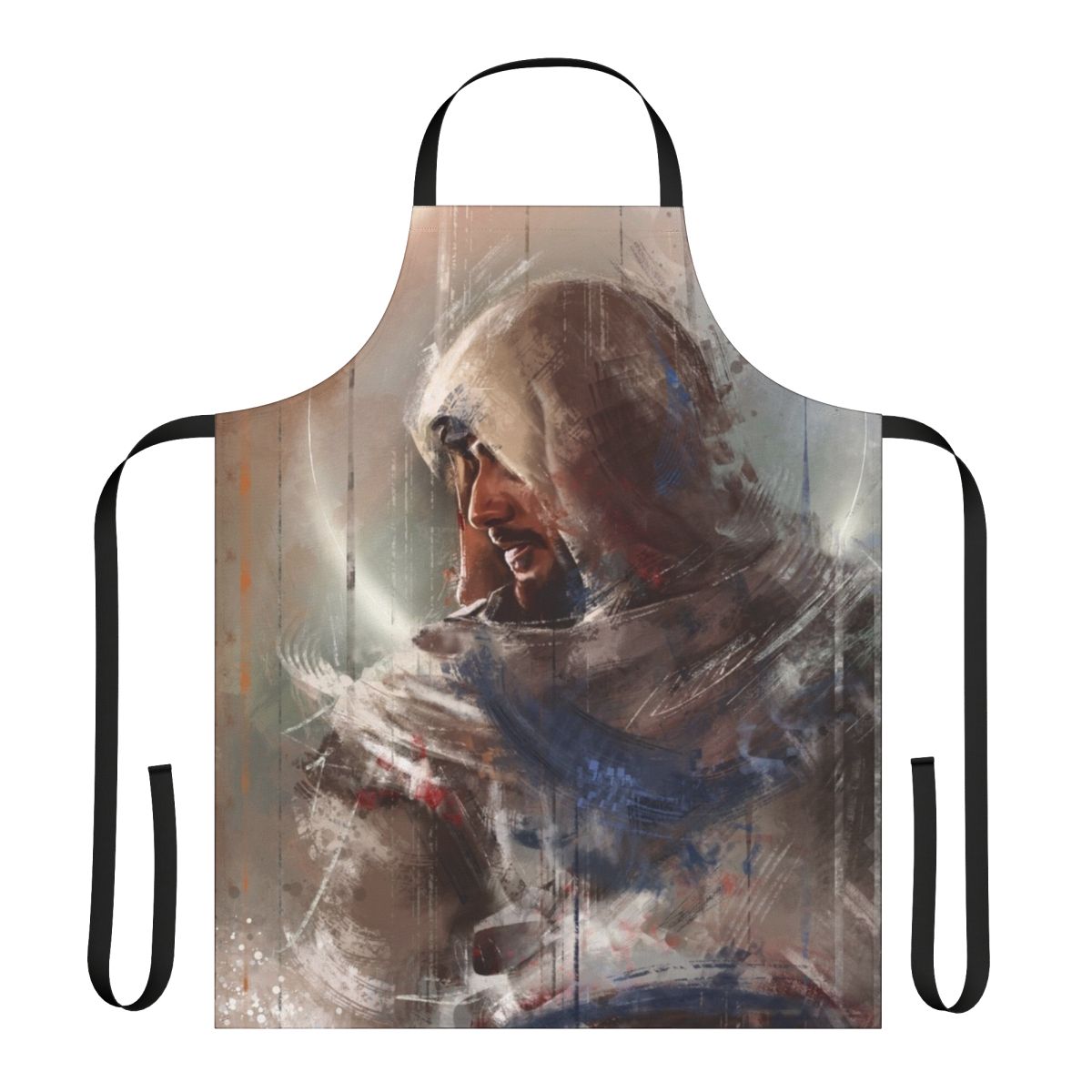 Basim, the protagonist of Assassin's Creed Mirage, depicted on a high-quality apron