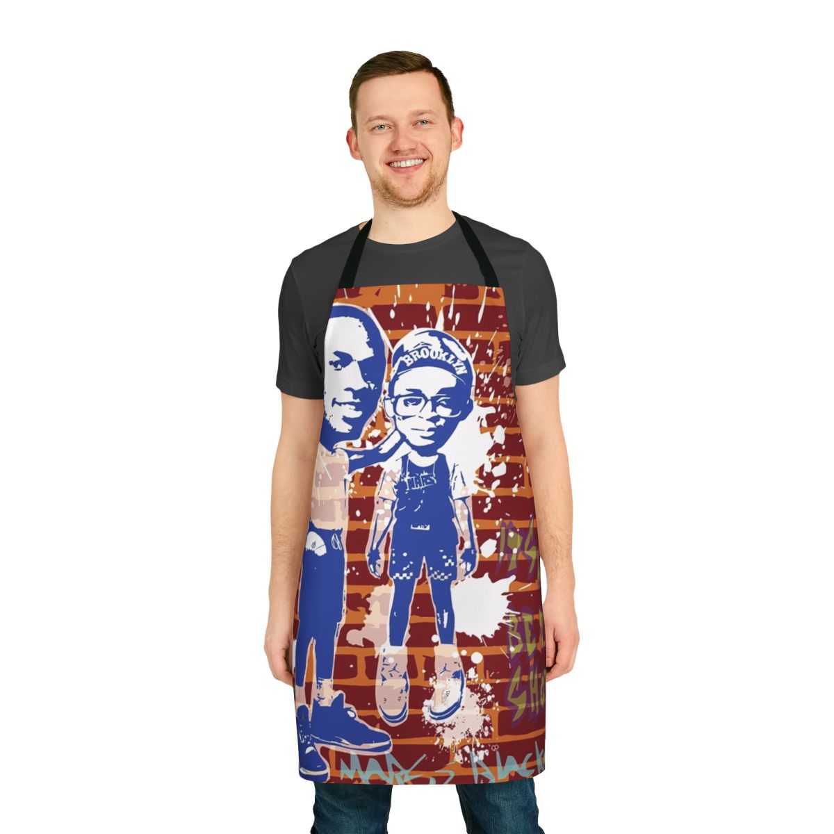 Basketball-Inspired Celebrity Apron with Michael Jordan, Nike, and Spike Lee Imagery