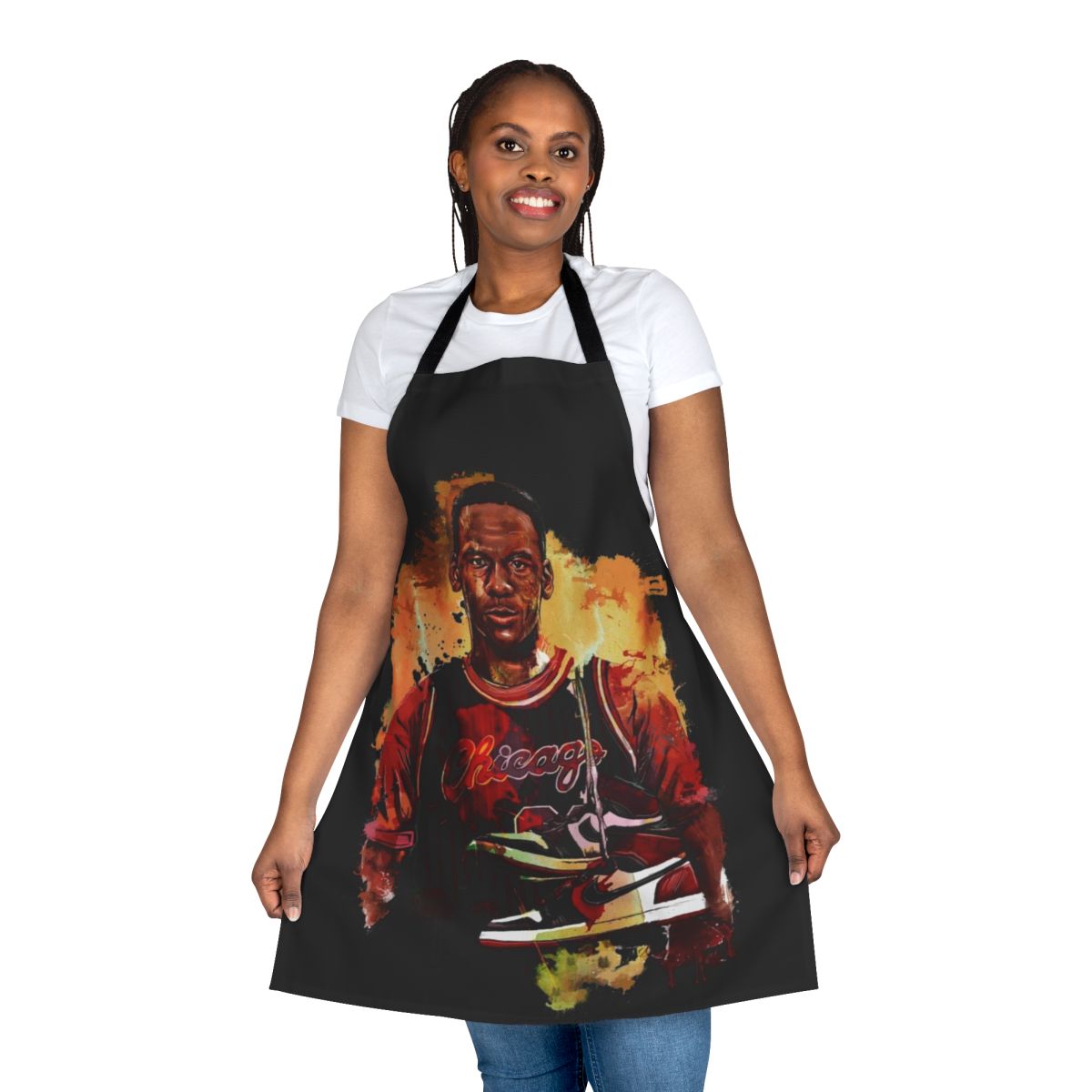 Basketball-themed kitchen apron with sneaker design