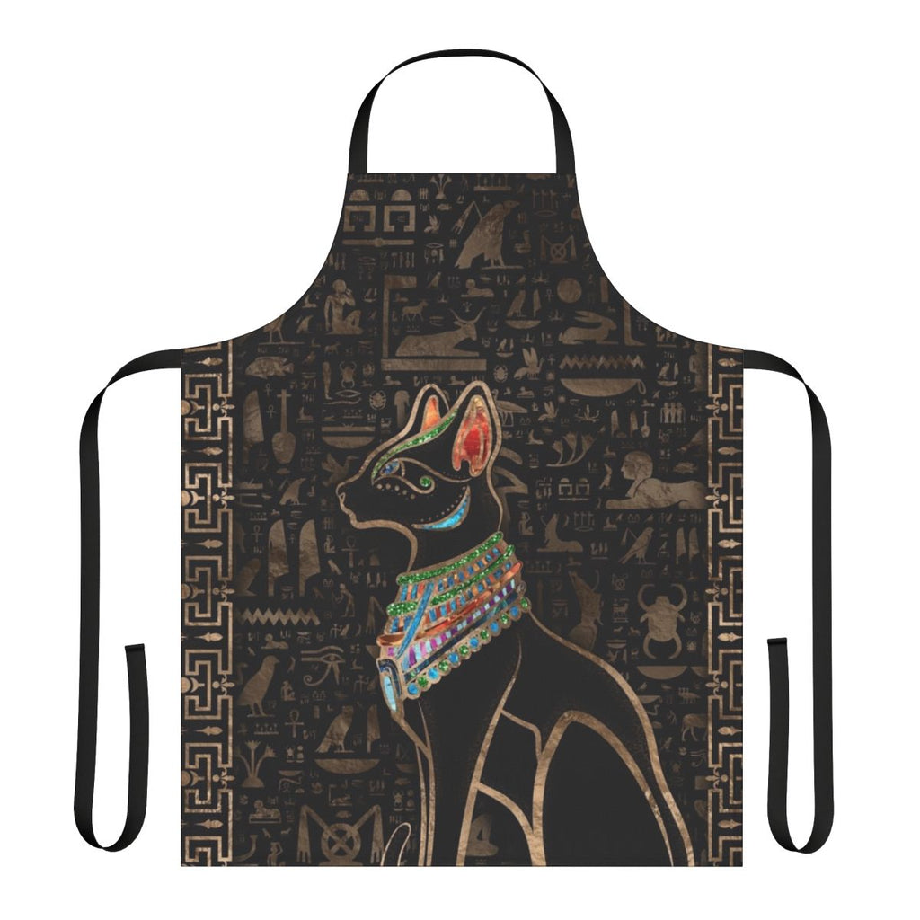 Apron featuring the Egyptian cat goddess Bastet with hieroglyphic designs and the Eye of Horus