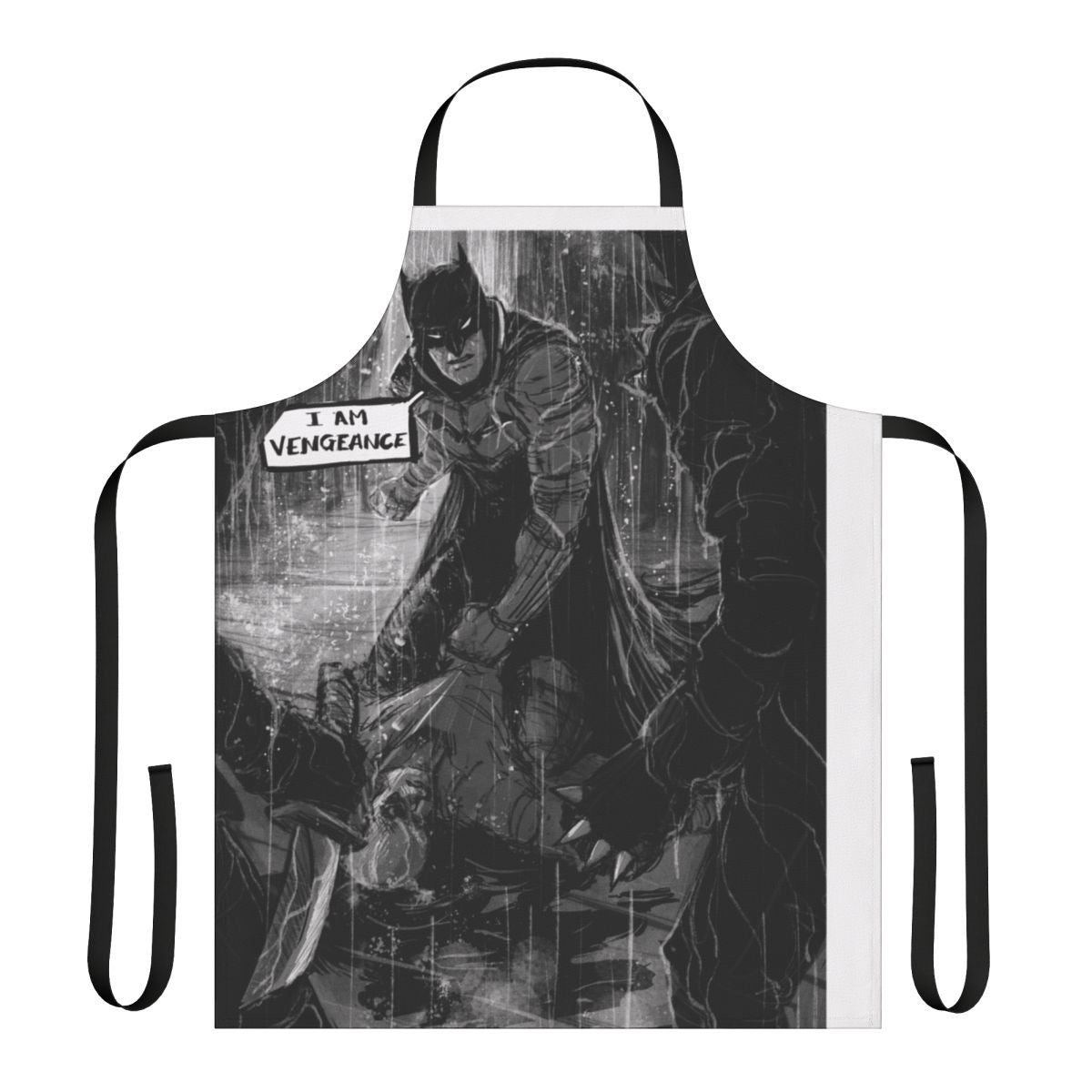 Bat-Inspired Superhero Apron with Comic Book Art Design
