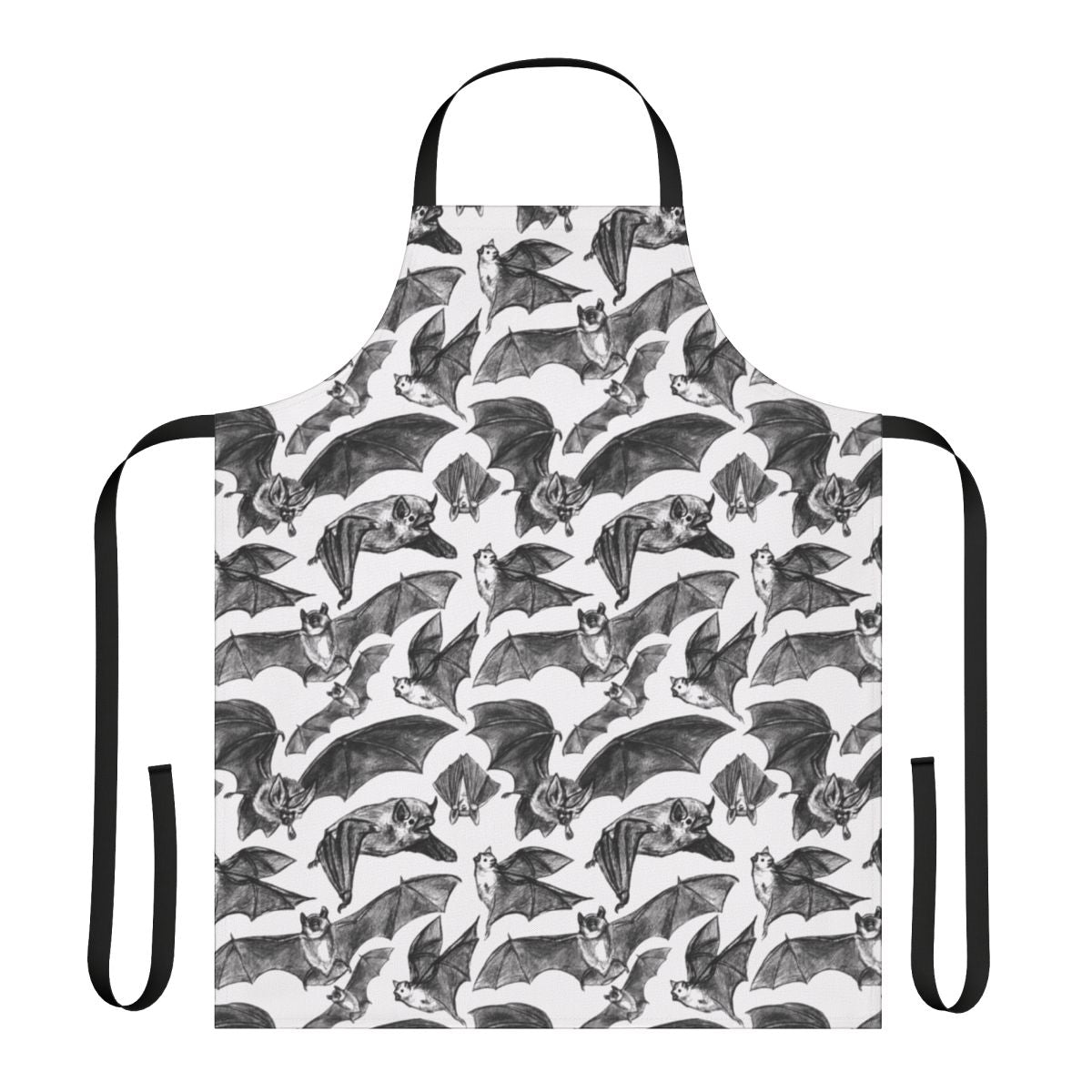 Bat pattern apron with flying bats and nature-inspired design
