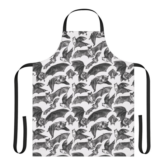 Bat pattern apron with flying bats and nature-inspired design