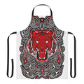 Red and black apron with a fierce tiger design, inspired by traditional Batak patterns from Indonesia.