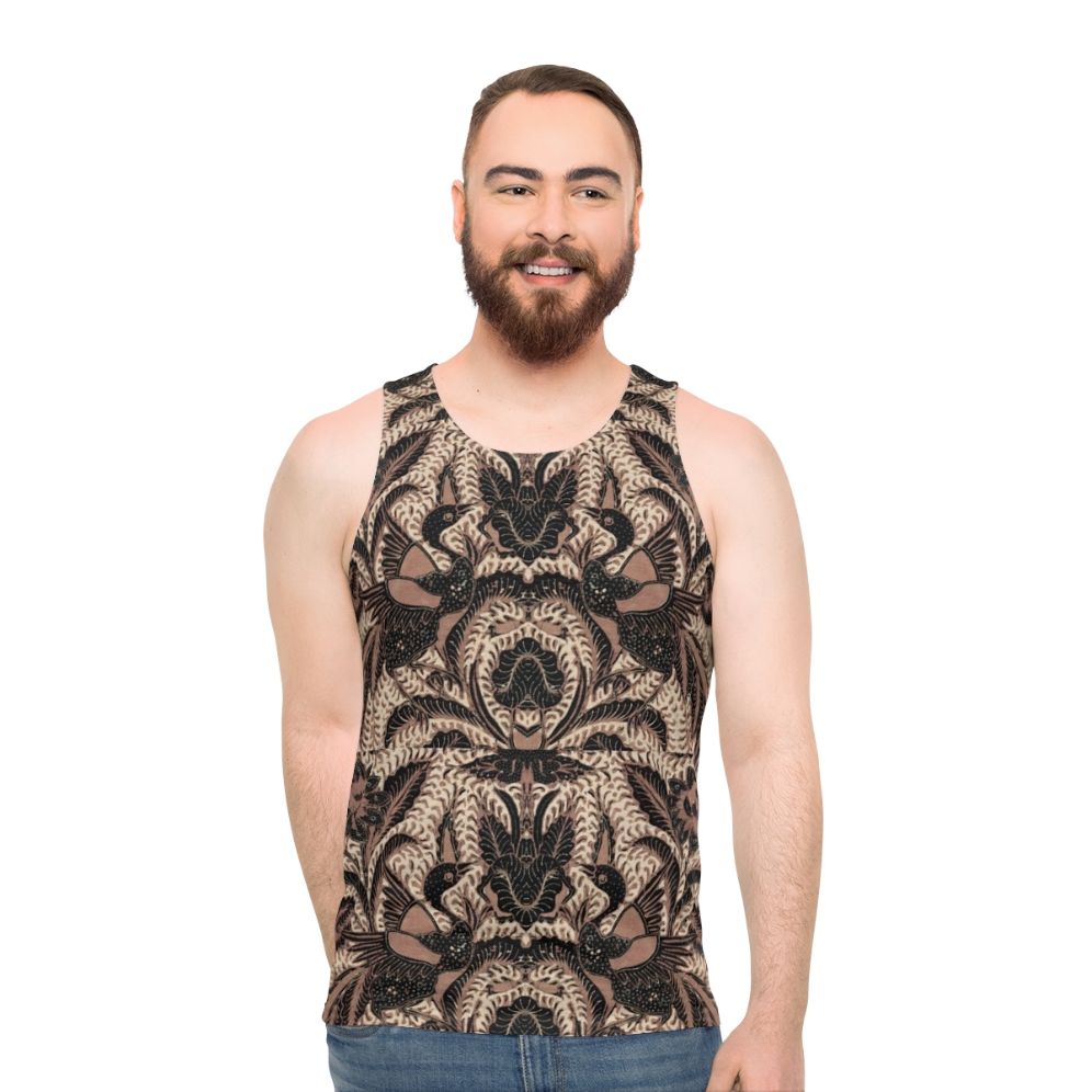 Batik Unisex Tank Top with Bird and Flower Motif