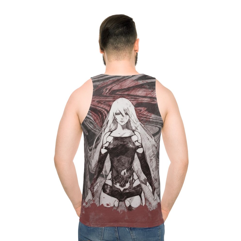 Battle-inspired unisex tank top with futuristic android design