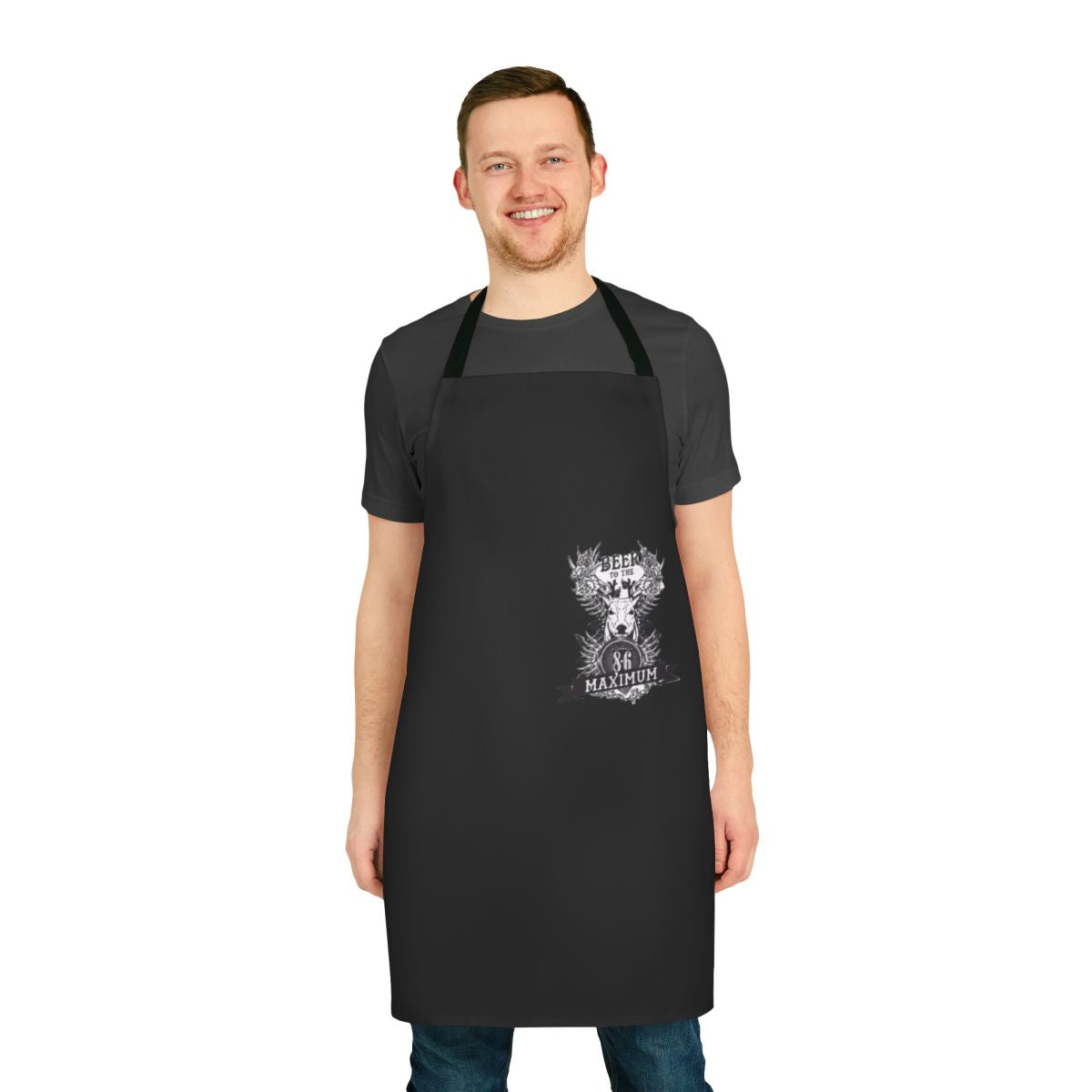 Bavarian-inspired apron with beer and guitar design