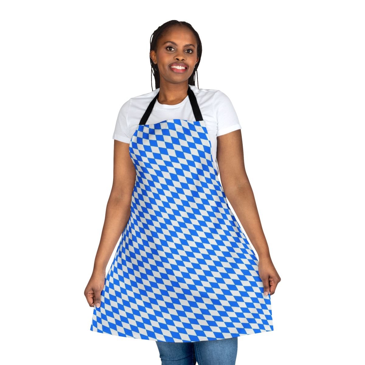 Bavarian blue and white diamond pattern apron