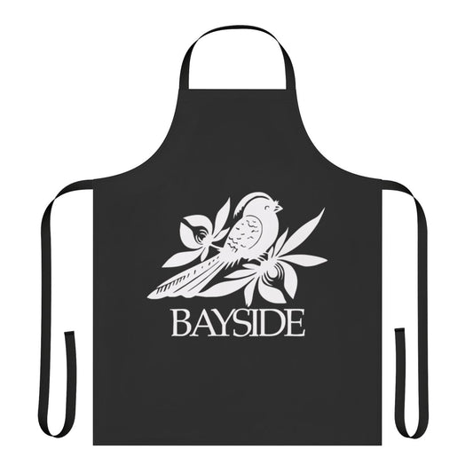 Bayside band-inspired apron with music-themed graphics