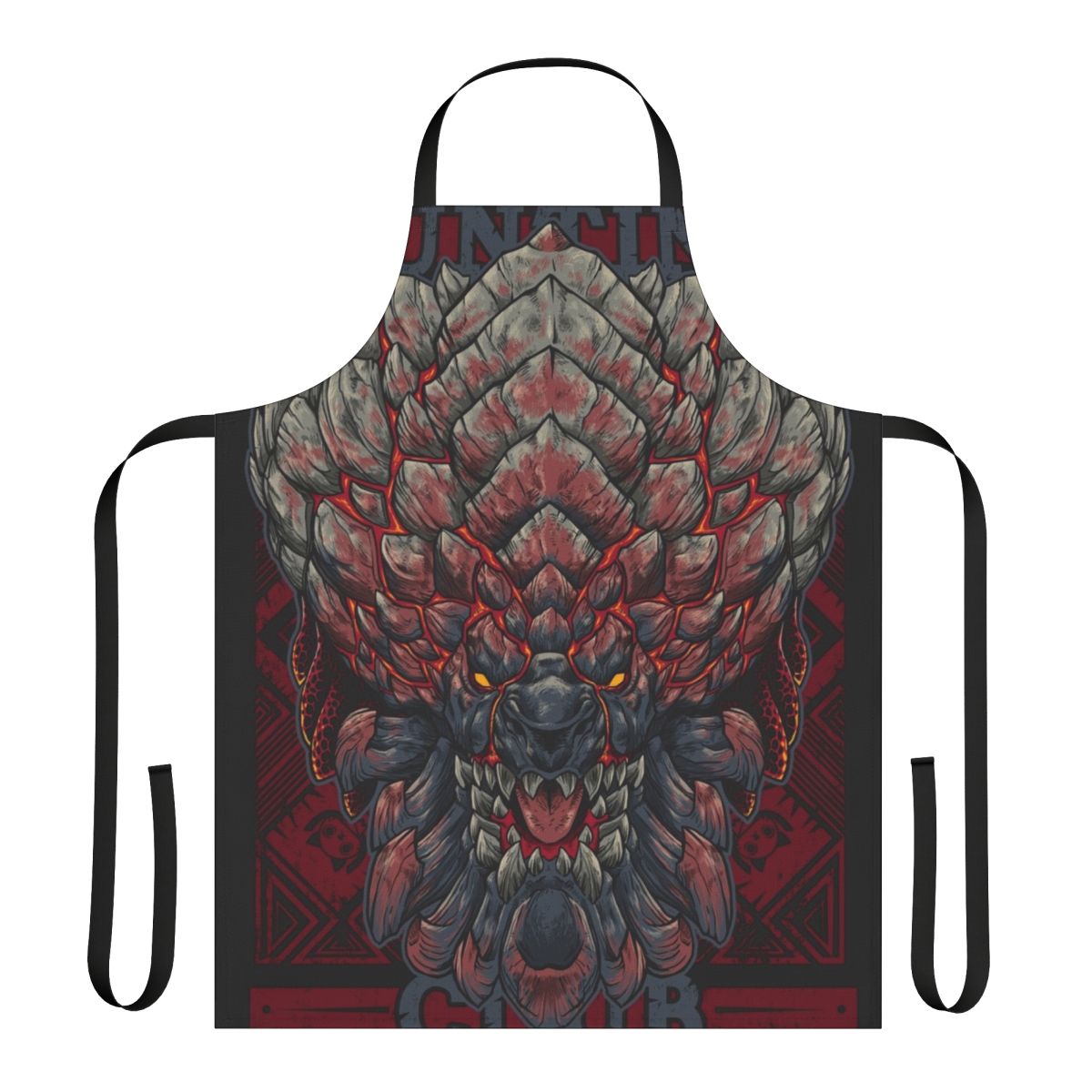 Bazel Inspired Hunting Club Apron with gaming and monster motifs