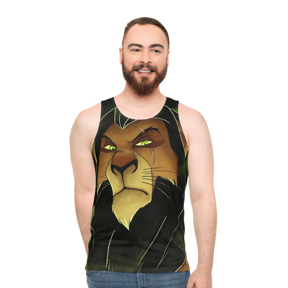 Unisex tank top with 'Be Prepared' lion king design