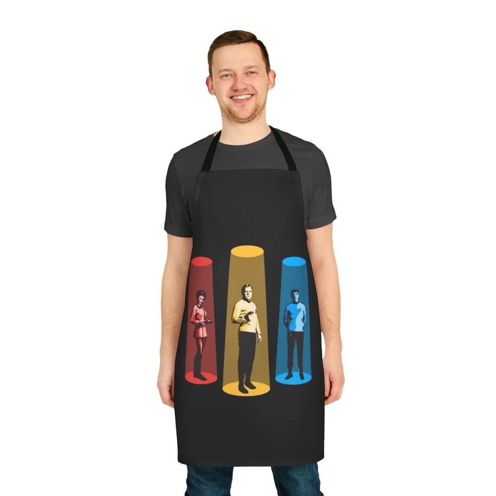 Stylish star trek inspired apron with "Beam Me Up Scotty" design