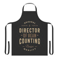 Durable apron with "Director Of Bean Counting" typographic design, suitable for accountants, finance professionals, and those in bean counting roles.