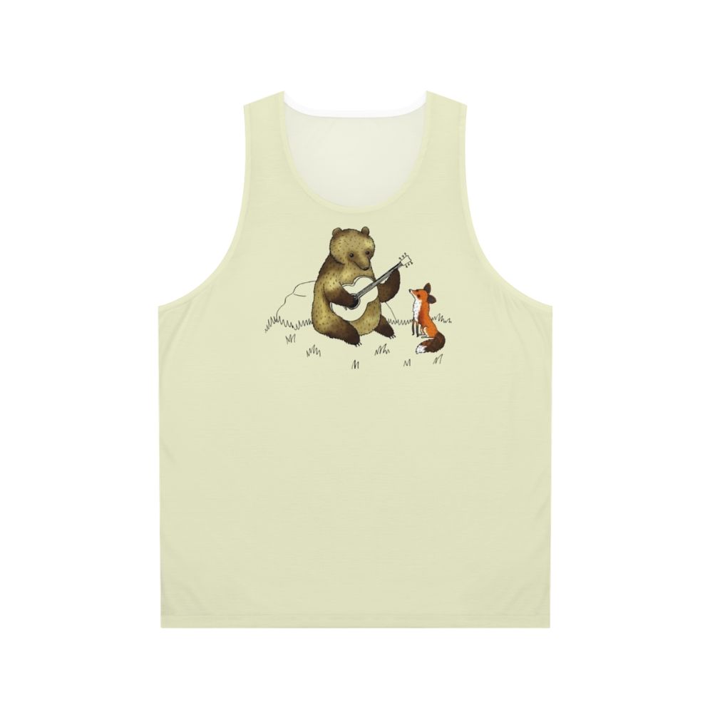 Bear and fox animal print unisex tank top
