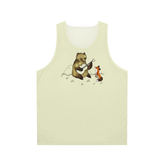 Bear and fox animal print unisex tank top