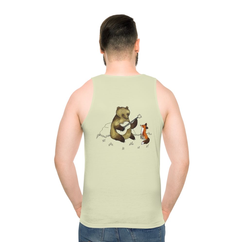 Bear and fox animal print unisex tank top