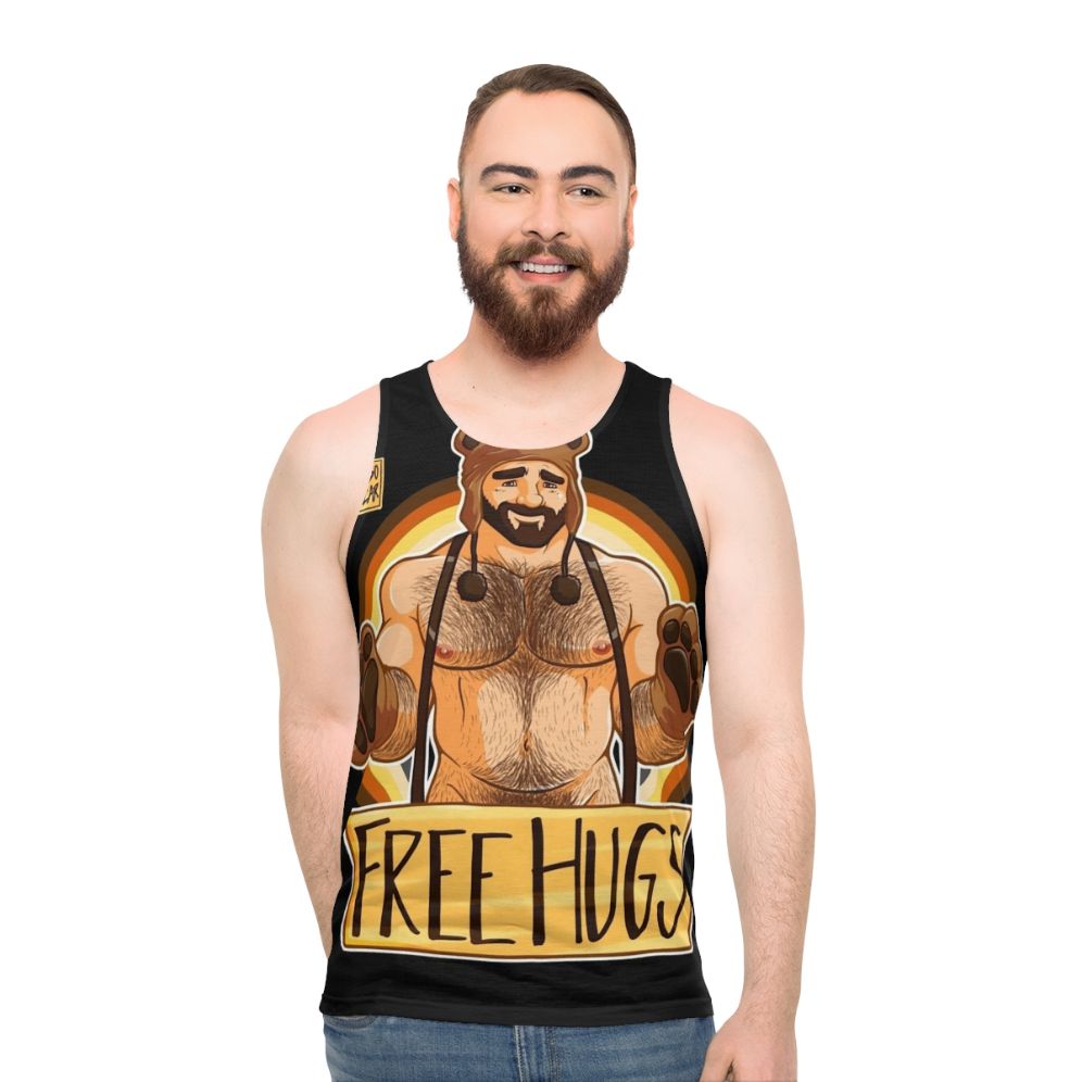 Unisex bear pride tank top with rainbow design