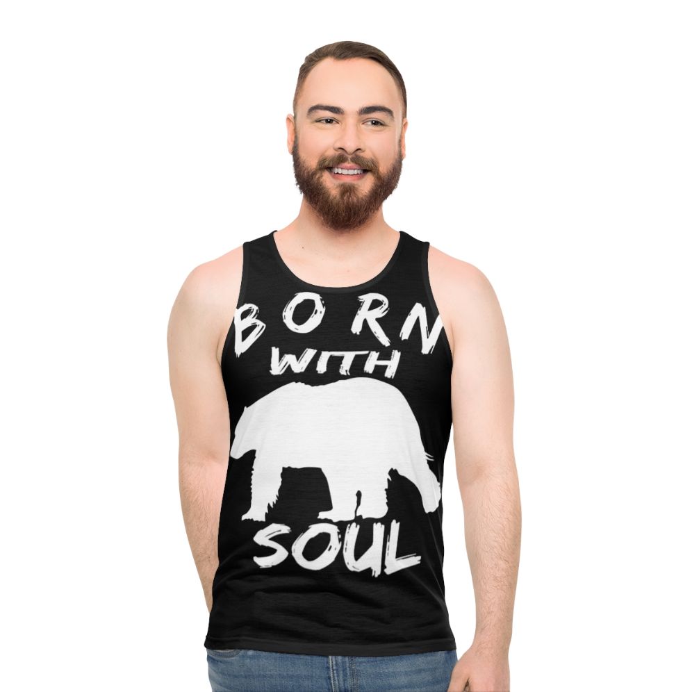 Unisex tank top with bear soul design