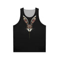 Bearded bunny graphic on a unisex tank top
