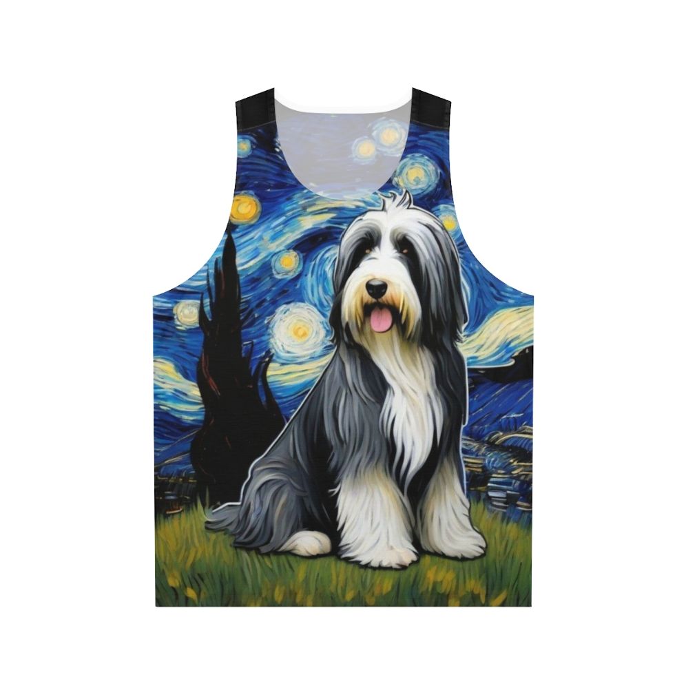 Bearded collie dog in the starry night tank top