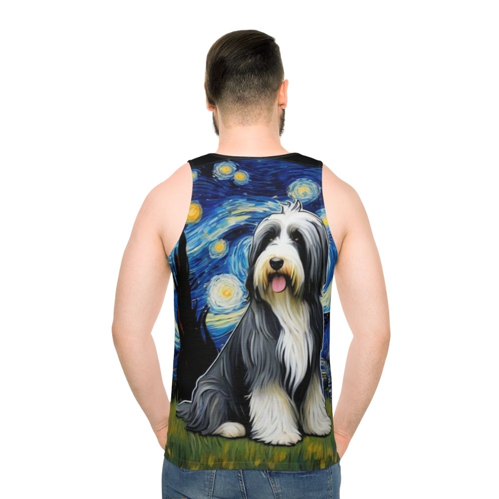 Bearded collie dog in the starry night tank top