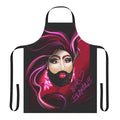 Bearded lady drag queen wearing a custom designed apron with LGBTQ+ fan art