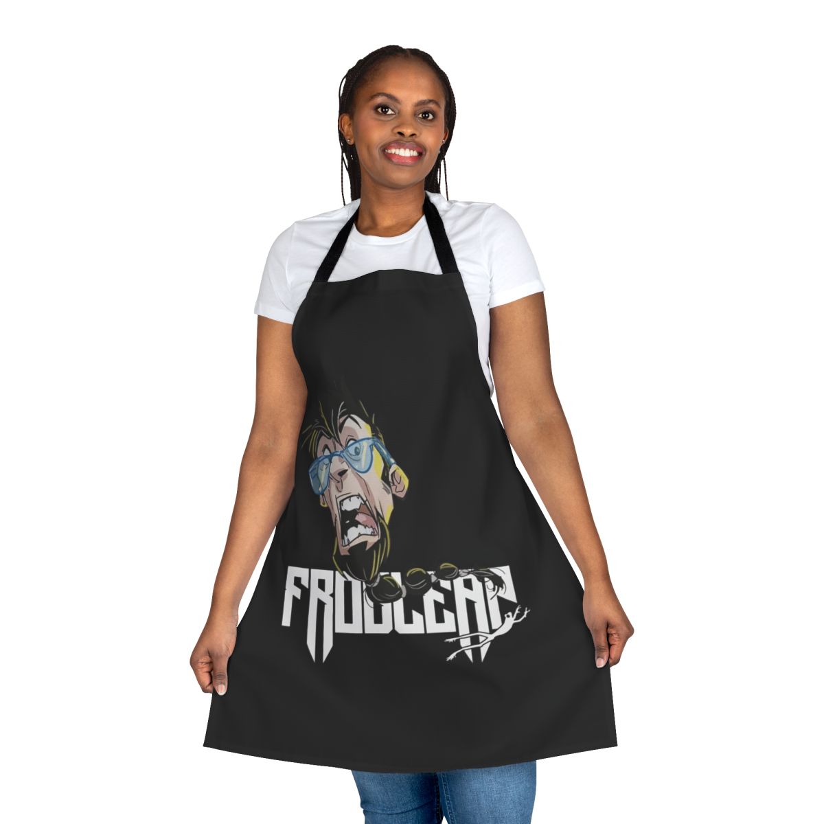 Bearded Leo Apron - A nature-inspired kitchen apron featuring a whimsical bearded frog or toad design