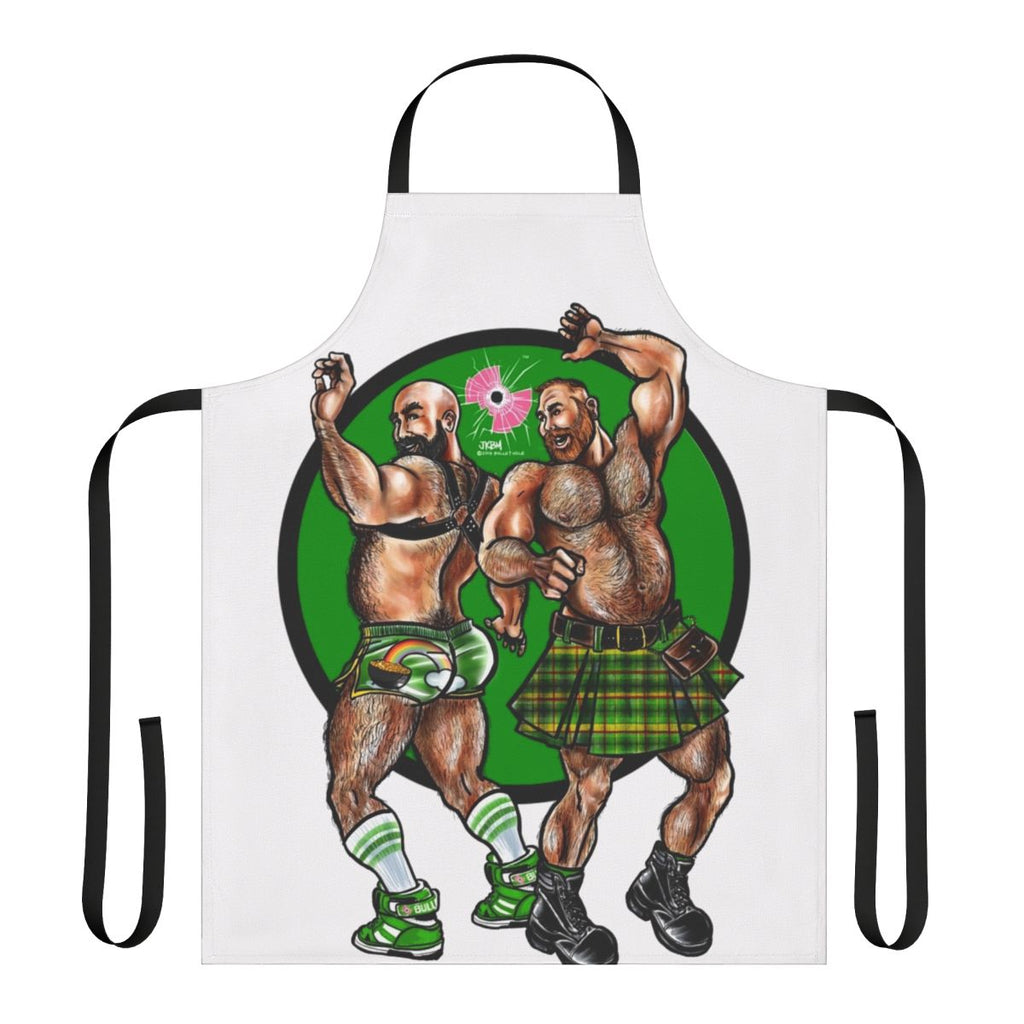 Bearded muscle bear wearing an erotic apron