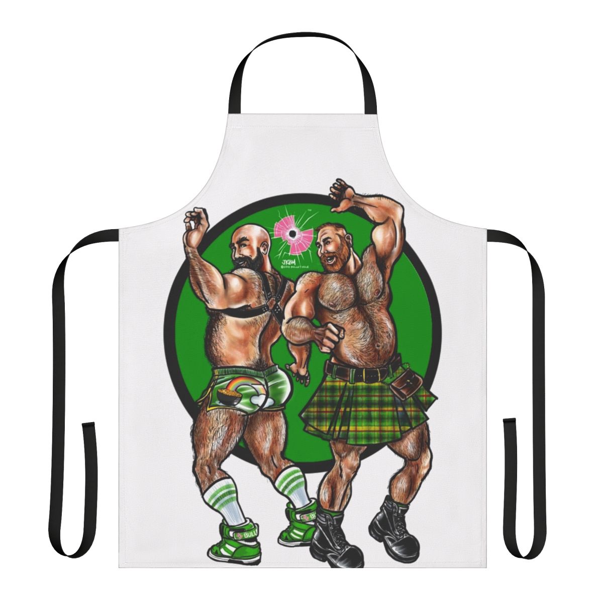 Bearded muscle bear wearing an erotic apron