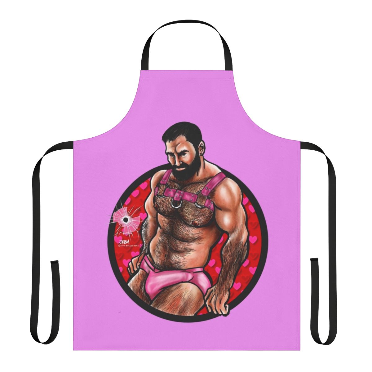 Bearded muscle bear in an erotic Valentine's Day apron