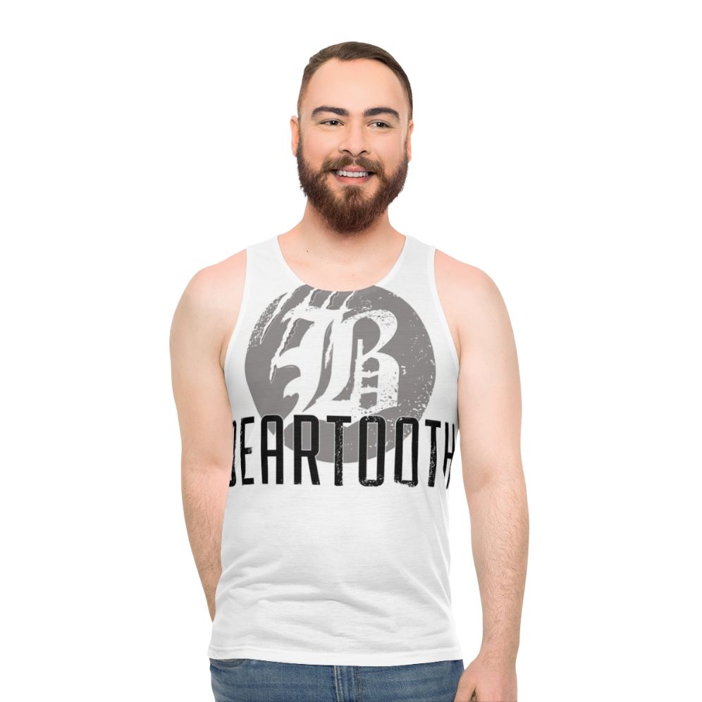 Beartooth logo unisex tank top with scratches and claw marks design