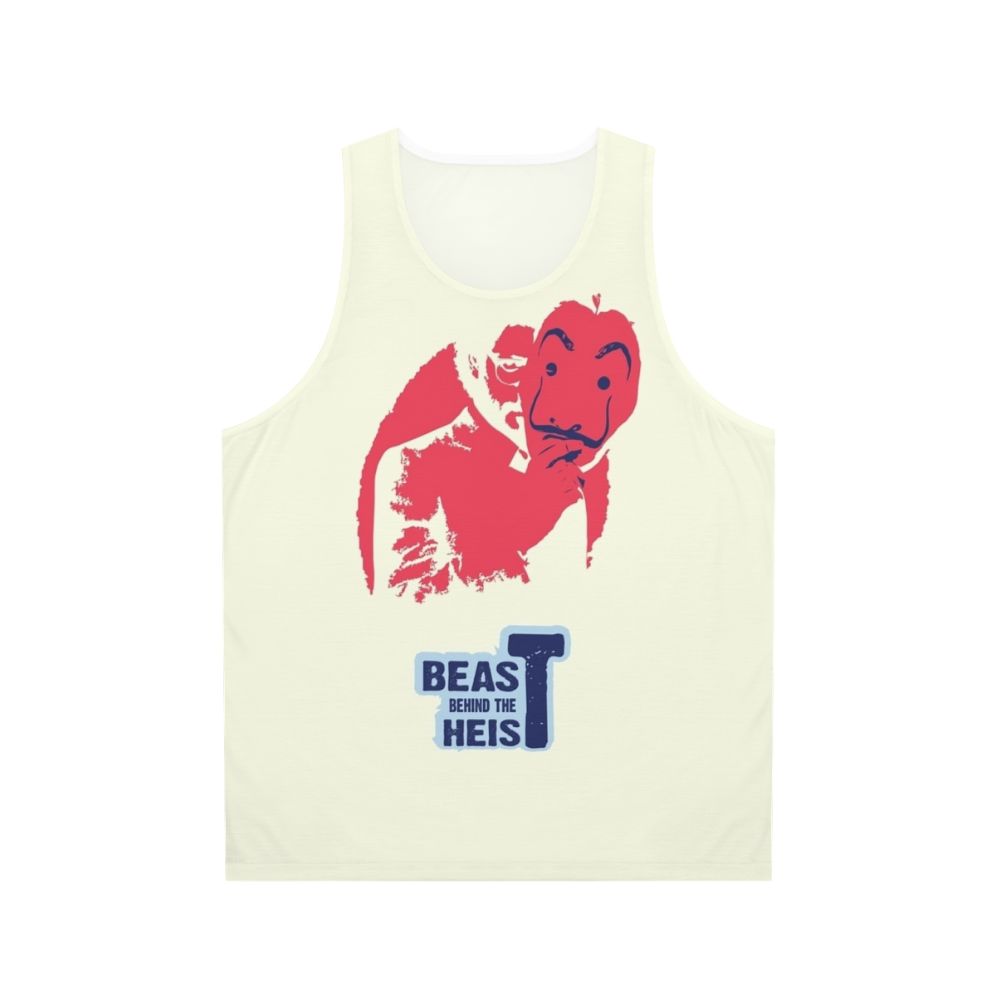 Beast Behind The Heist Unisex Tank Top featuring Money Heist/La Casa de Papel design