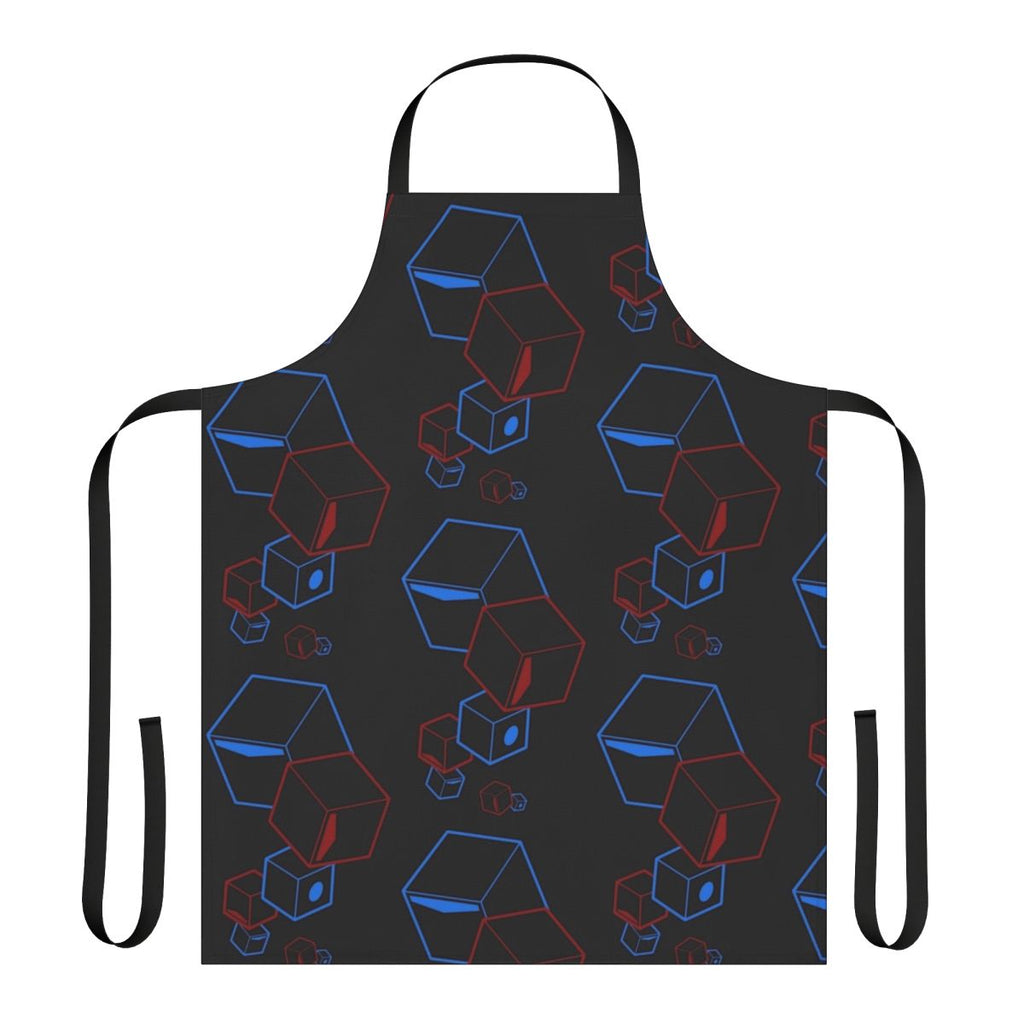 Beat Saber-inspired black apron with floating blocks design