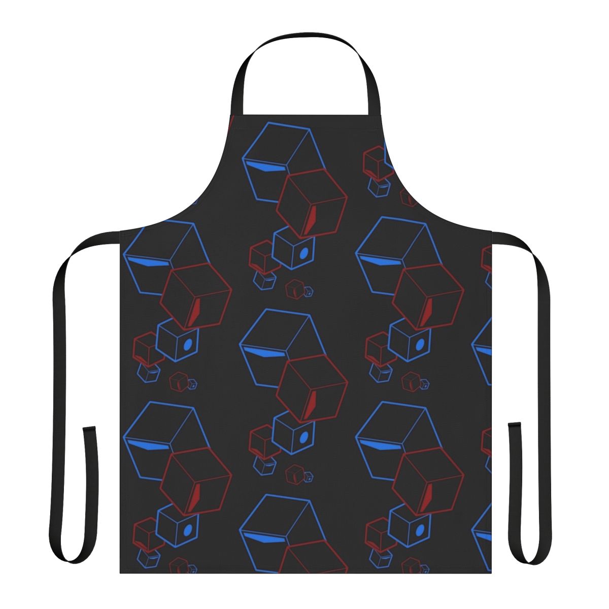 Beat Saber-inspired black apron with floating blocks design