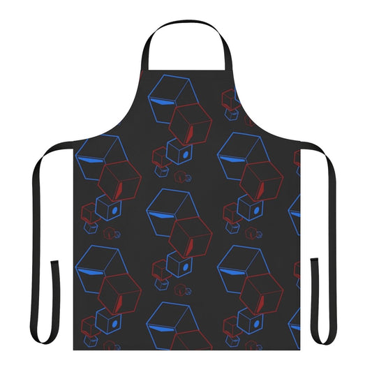 Beat Saber-inspired black apron with floating blocks design