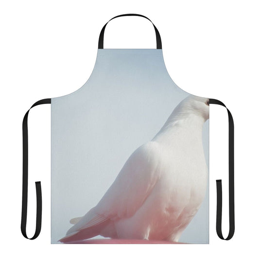 White dove bird on elegant apron for nature and animal enthusiasts