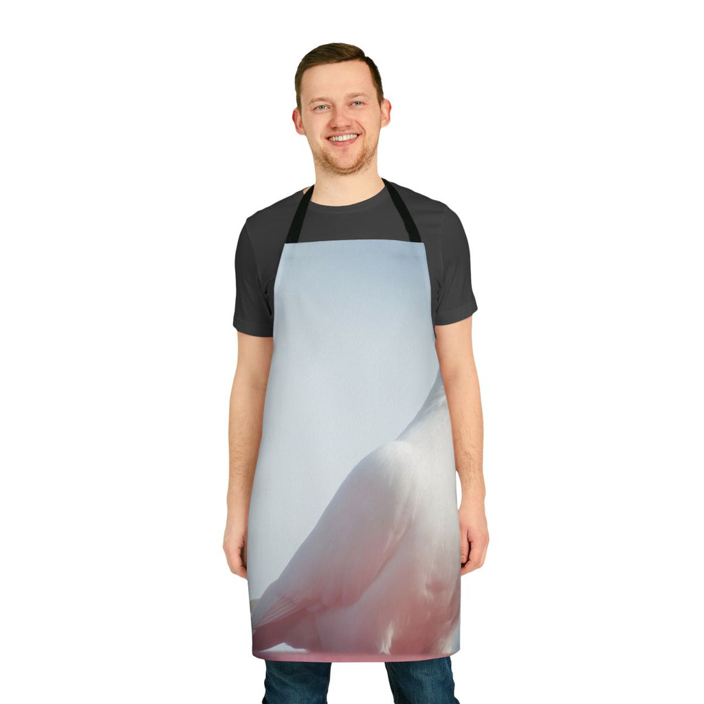 White dove bird on elegant apron for nature and animal enthusiasts