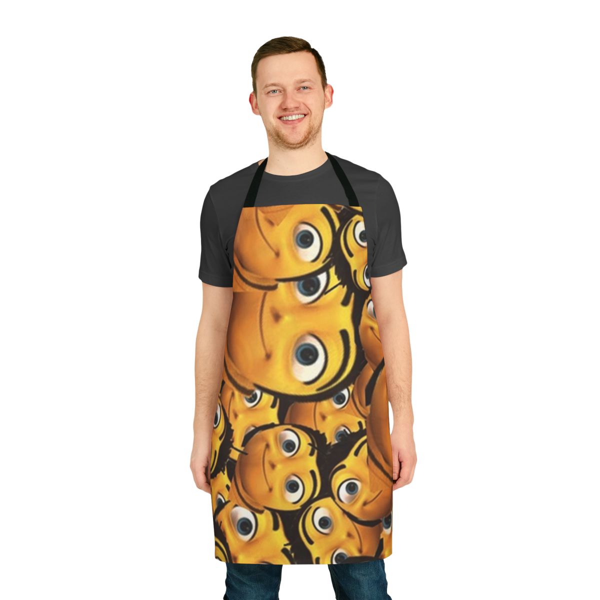 Apron featuring a design inspired by the character Barry Benson from the Bee Movie film