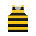 Bee pattern unisex tank top with black and yellow striped design