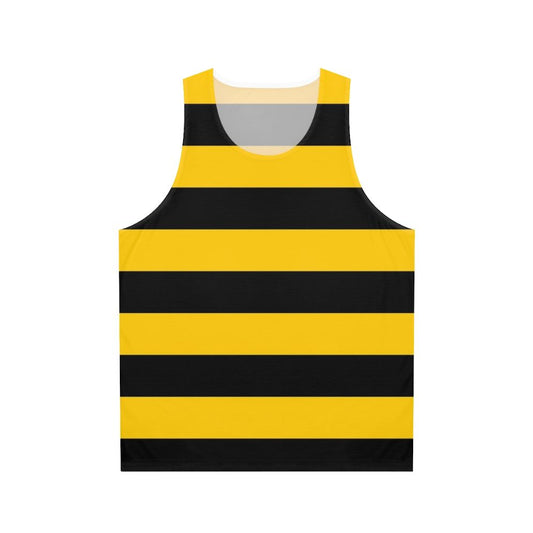Bee pattern unisex tank top with black and yellow striped design