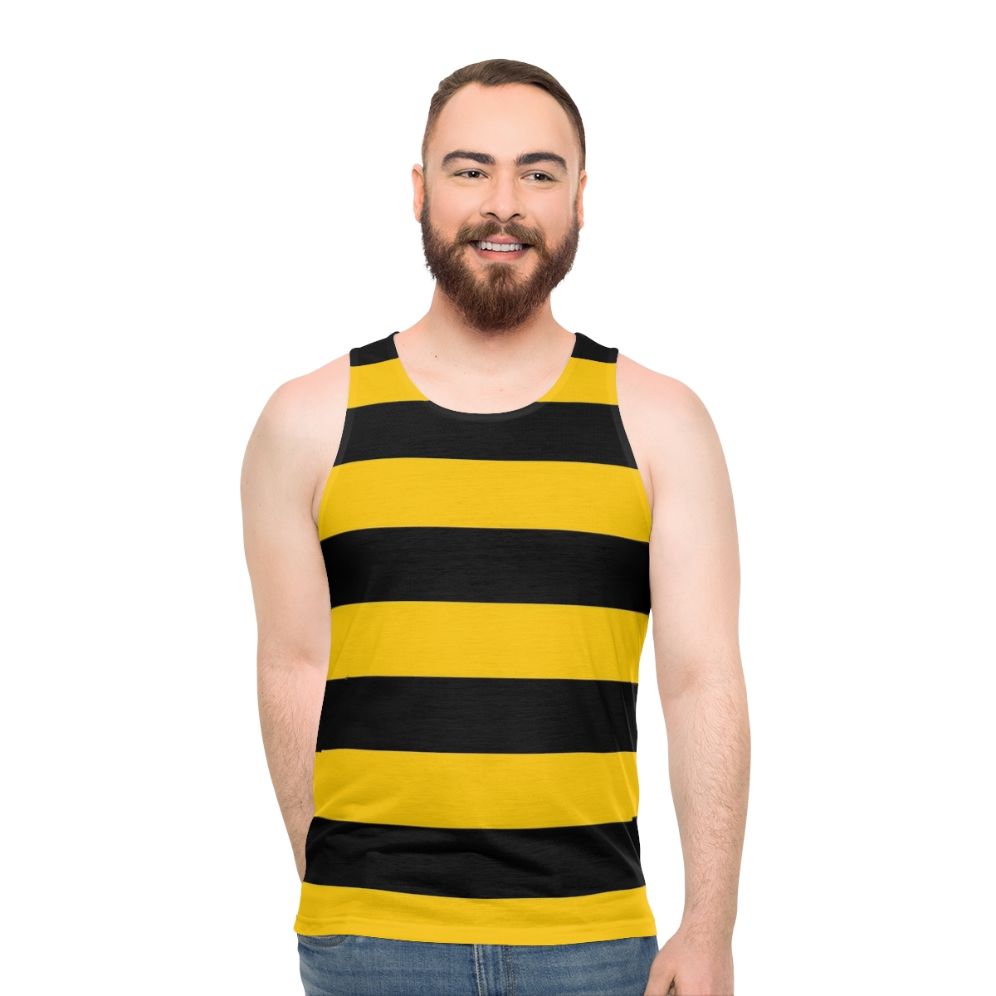 Unisex tank top with black and yellow bee design