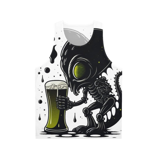 Beer Lover Alien Drinking Art Unisex Tank Top