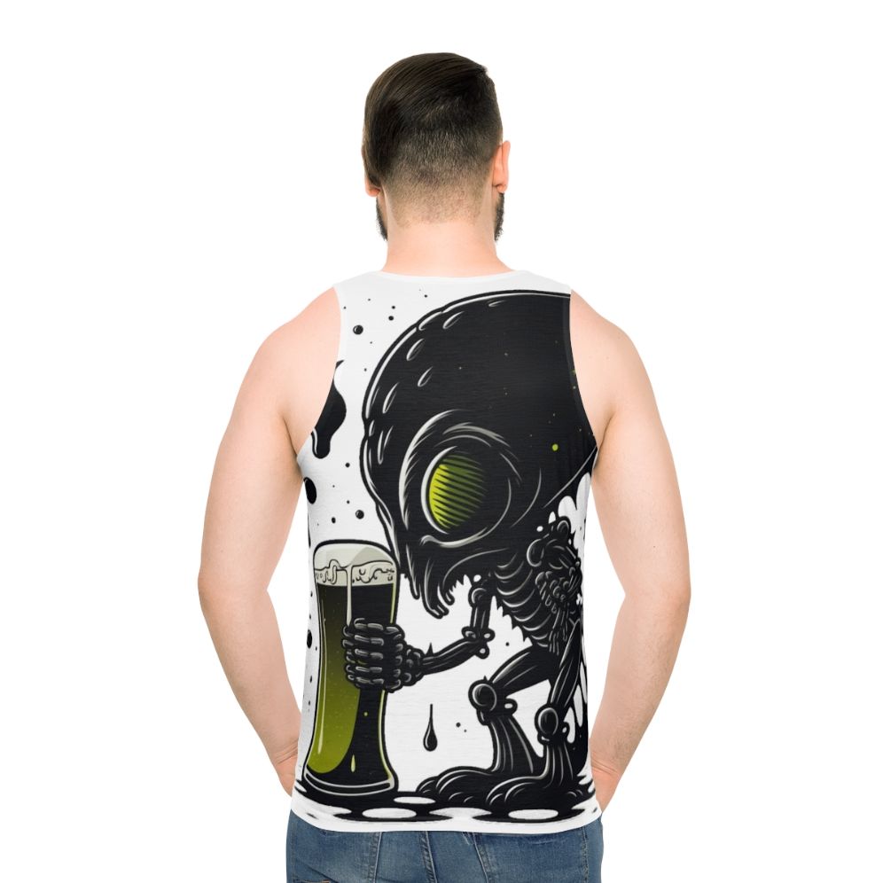 Beer Lover Alien Drinking Art Unisex Tank Top