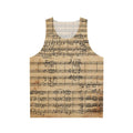 Beethoven's 9th symphony sheet music on antique paper design for unisex tank top