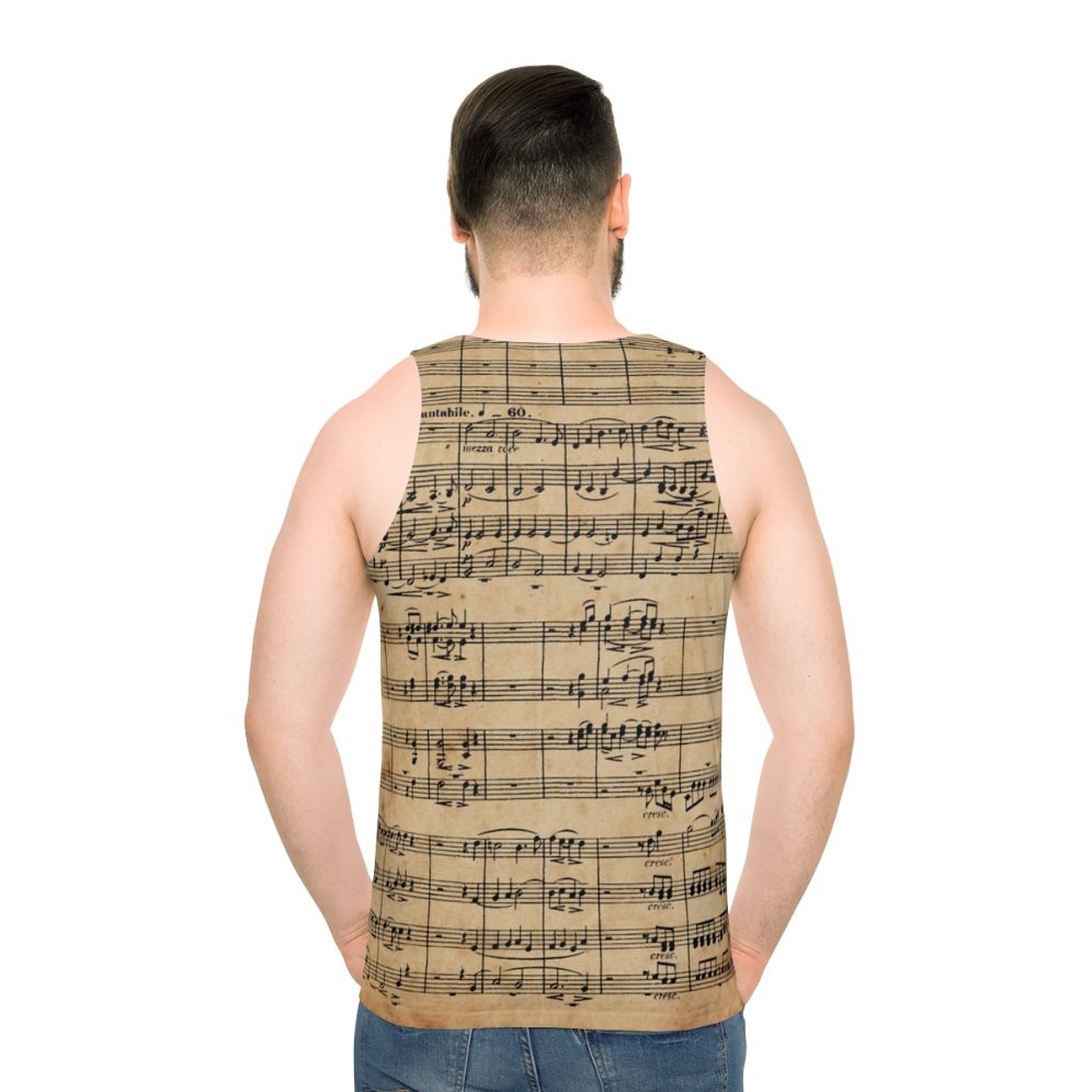 Beethoven's 9th symphony sheet music on antique paper design for unisex tank top