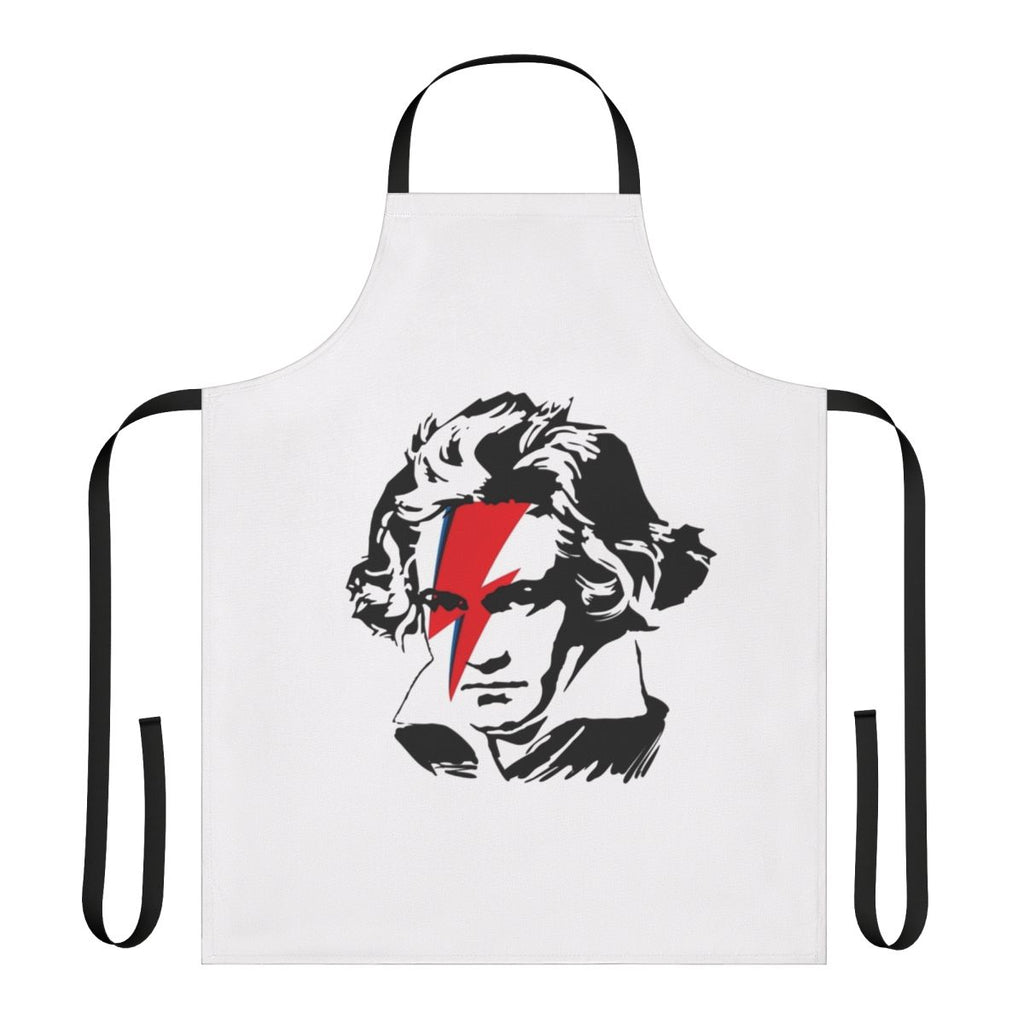 Apron featuring a design inspired by Beethoven and Ziggy Stardust music legends