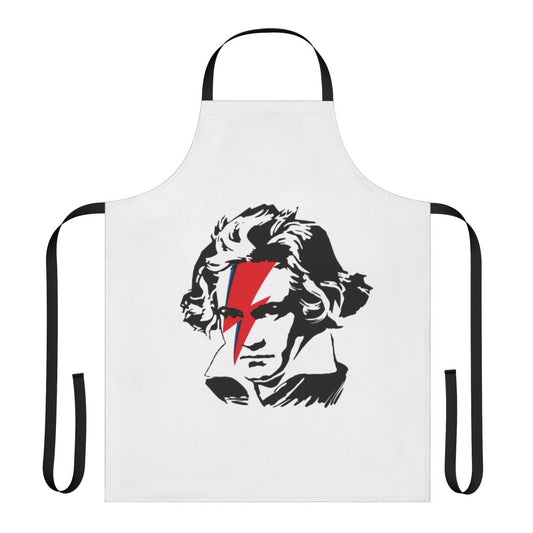 Apron featuring a design inspired by Beethoven and Ziggy Stardust music legends