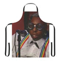 A green apron with a Beetlejuice-inspired design, perfect for fans of the classic movie.